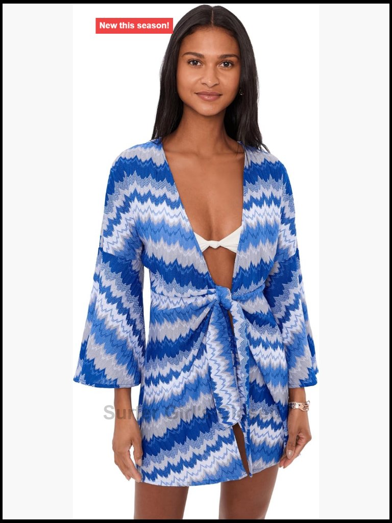 Textured Tie Front Tunic Cover Up - Sheer Mesh Beachwear